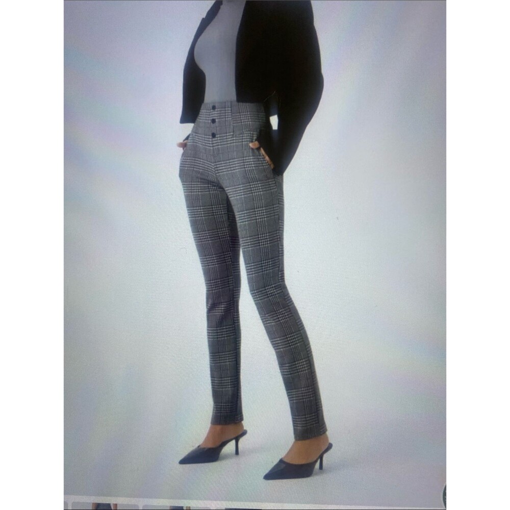 HALARA Black & White Plaid Straight Leg Pants